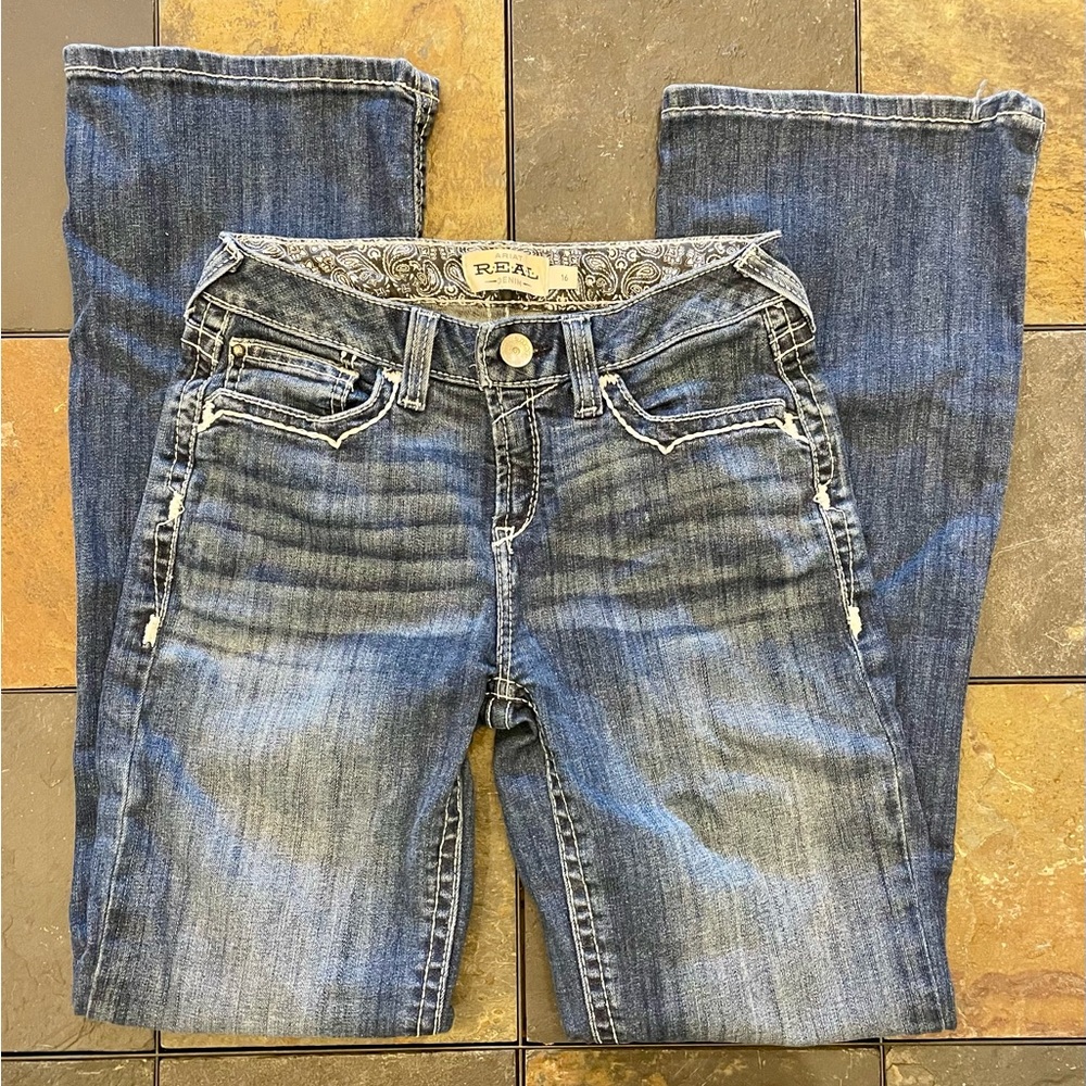 Ariat Blue Boot Cut Jeans with Vintage Fading